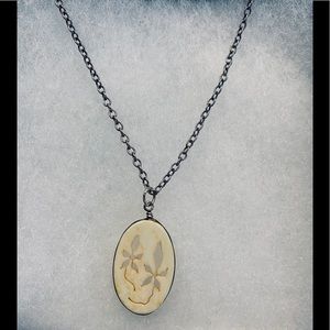 Vintage Carved Leaf Pendant on 20.5” Chain